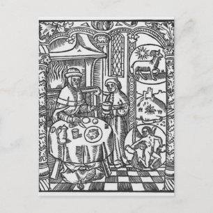 January, from the 'Almanach des Bergers', 1491 Postcard
