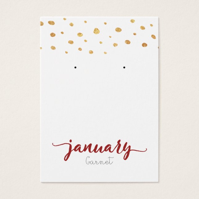 January Garnet Birthstone Earring Card (Front)