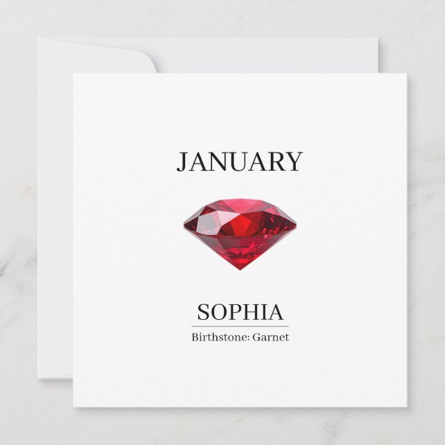 January Garnet Personalized Birthday Card (Front)