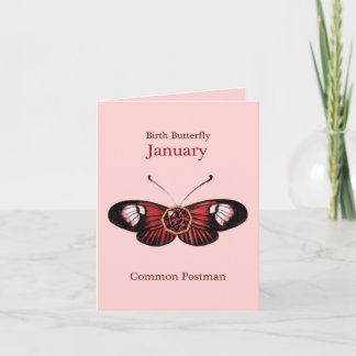 January Red Common Postman Butterfly Illustration Card