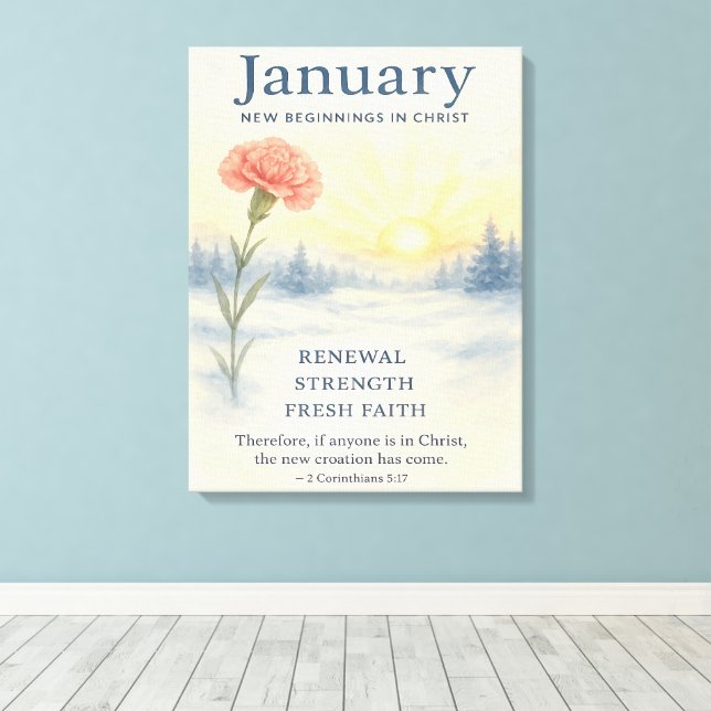 January Renewal Peaceful Landscape Inspirational  Canvas Print (Insitu(Wood Floor))