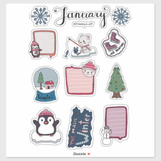January Sticker Sheet – Cozy Bears & Winter Magic