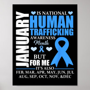 January We Wear Blue Ribbon Human Trafficking Awar Poster