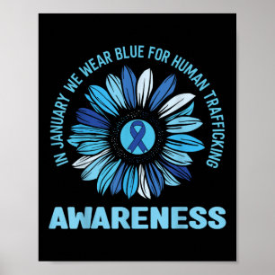 January Wear Blue Ribbon Against Human Trafficking Poster
