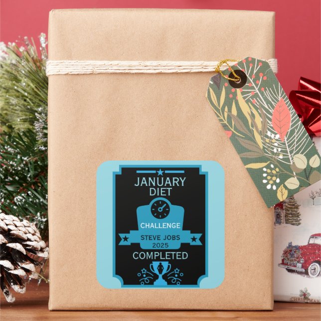 January Weight Loss Congratulation Square Sticker (Holiday)