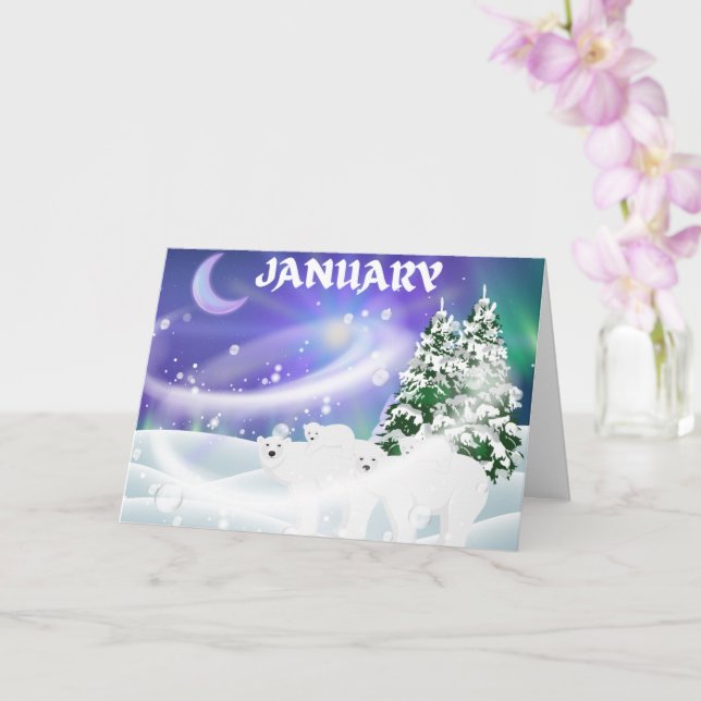 January Winter Greeting Card (Orchid)
