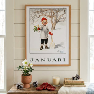 January Winter King Illustration by Elsa Beskow Poster