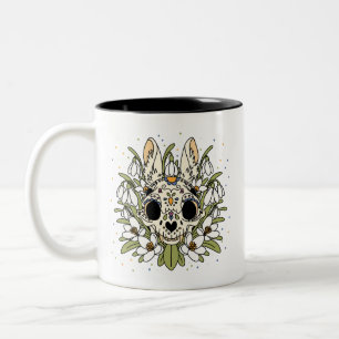 January's Snowdrop & Rabbit Skull Two-Tone Coffee Mug