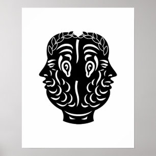 Janus Double Head Ancient Roman Coin Symbol Poster