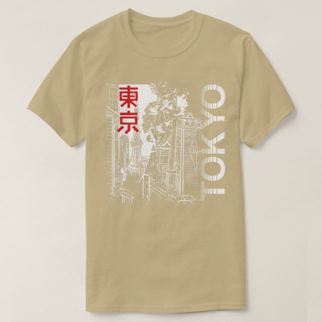 Japan Aesthetic Tokyo Silhouette Retro Japanese Co T-Shirt (Design Front)