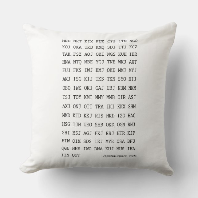 Japan Airport Code (Three letter Code) Cushion (Front)