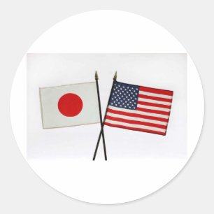 JAPAN AMERICAN FLAG CLASSIC ROUND STICKER