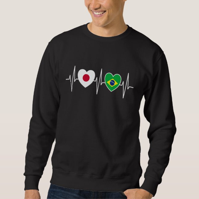 Japan And Brazil Brazilian Flag Flags Sweatshirt (Front)