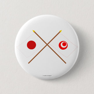 Japan and Okinawa Crossed Flags 6 Cm Round Badge