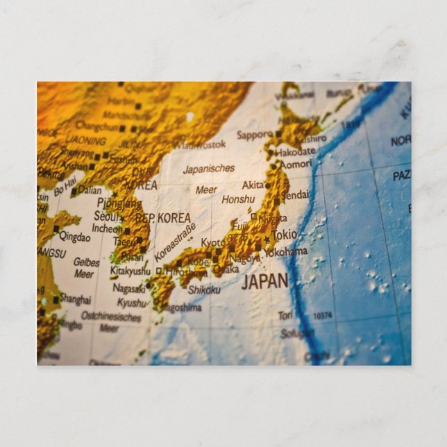 Japan and South Korea map Postcard (Front)