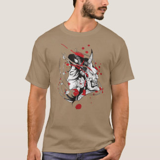 Japan Anime Mask Kitsune Samurai Demon Oni Yandere T-Shirt