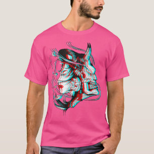 Japan Anime Mask Kitsune Samurai Oni Vaporwave  (2 T-Shirt