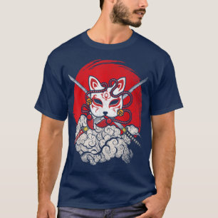 Japan Anime Mask Kitsune Style Samurai Sword Oni K T-Shirt