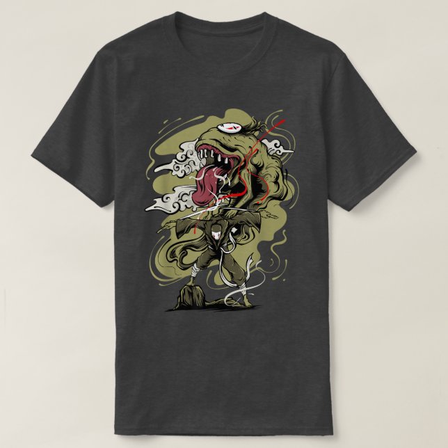 Japan Anime Oni Mask Kitsune Samurai Demon Yandere T-Shirt (Design Front)