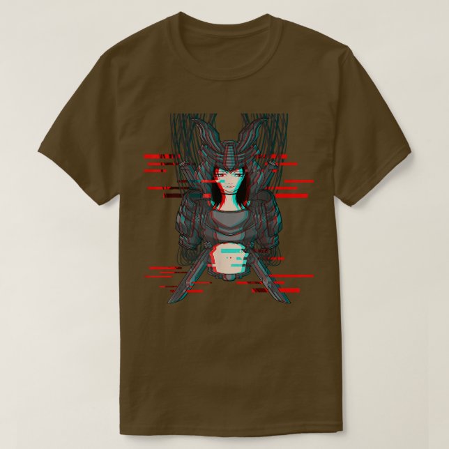 Japan Anime Robotic Technology Samurai Glitch Oni  T-Shirt (Design Front)