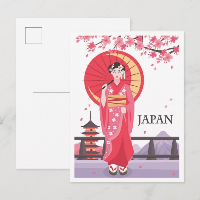 Japan Art Vintage Travel Illustration Postcard (Front/Back)