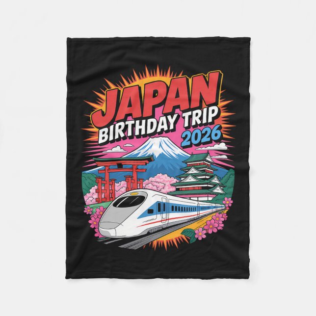 Japan Birthday Trip 2026 Tokyo Osaka Cherry Blosso Fleece Blanket (Front)