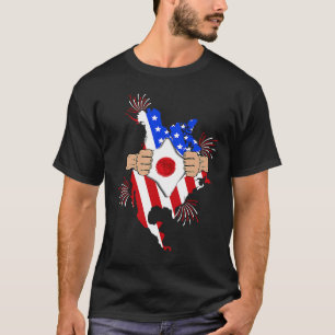 Japan Blood Inside American Japanese Flag Pride D T-Shirt