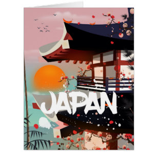 Japan Building setting sun poster