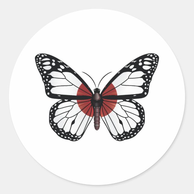 Japan butterfly monarch flag classic round sticker (Front)