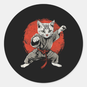 Japan Cat Martial Arts Karate Ukiyo-e Taekwondo Ji Classic Round Sticker