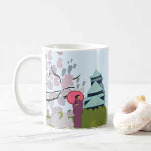 Japan Cherry Blossom Geisha Kimono Coffee Mug