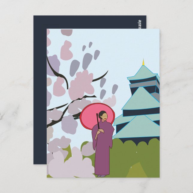 Japan Cherry Blossom Geisha Kimono Japan Postcard (Front/Back)