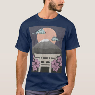 Japan Cherry Blossom Woodblock Japanese Art T-Shirt