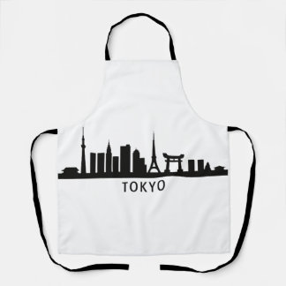 Japan Cityscape Travel | Tokyo Skyline Silhouette Apron