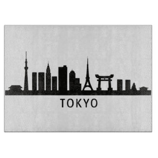 Japan Cityscape Travel | Tokyo Skyline Silhouette Cutting Board