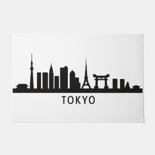 Japan Cityscape Travel Tokyo Skyline Silhouette Doormat