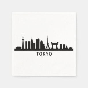 Japan Cityscape Travel   Tokyo Skyline Silhouette Napkin