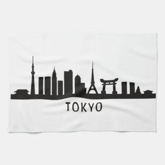 Japan Cityscape Travel | Tokyo Skyline Silhouette Tea Towel