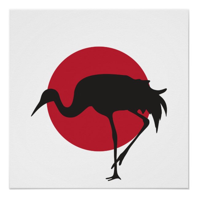 Japan Crane Japanese National Animal Flag Poster (Front)