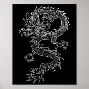 Japan Dragon Tattoo Drawing Traditional Japanese G Poster