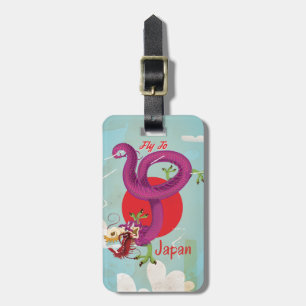 Japan Dragon Vintage Travel Poster Luggage Tag