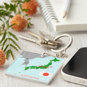 Japan Earthquake Map Seismic Activity Key Ring