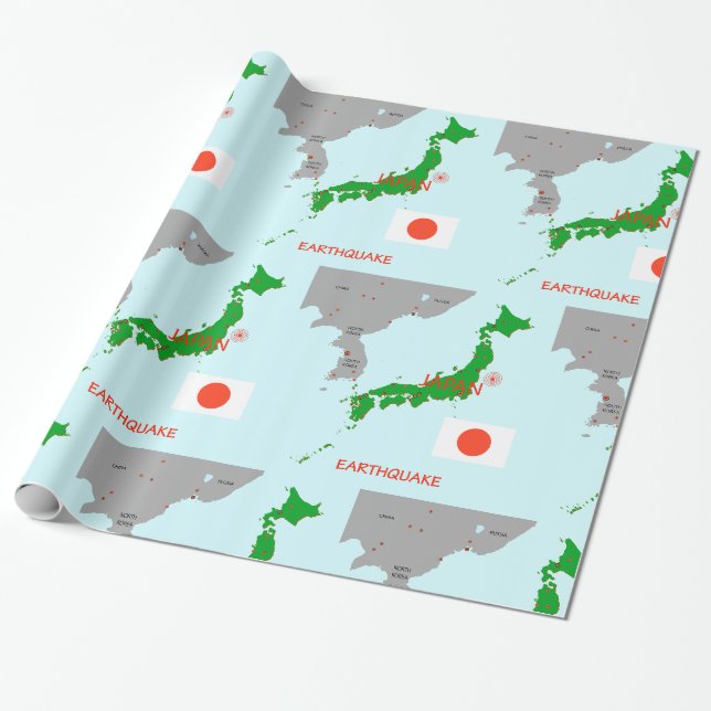 Japan Earthquake Map Seismic Activity Wrapping Paper (Unrolled)