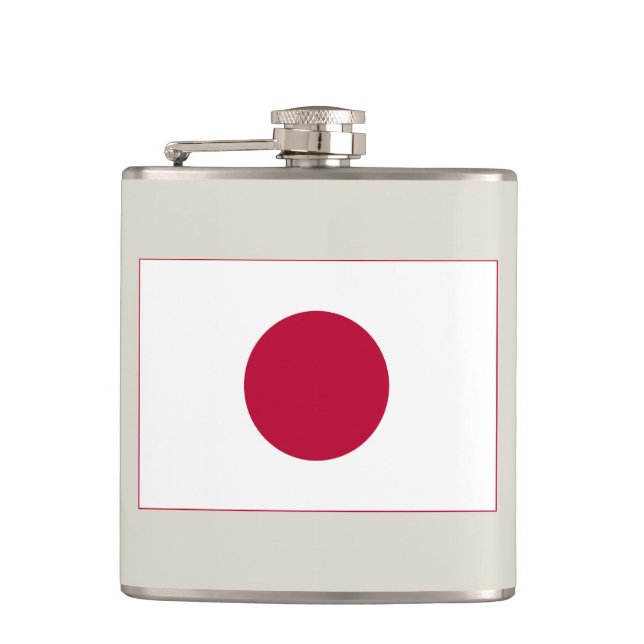 Japan Flag: Hinomaru, Nisshōki, Red Rising Sun Hip Flask (Front)