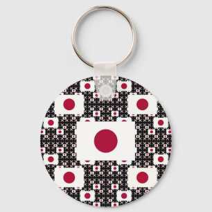 Japan Flag in Layers Black BG Key Ring
