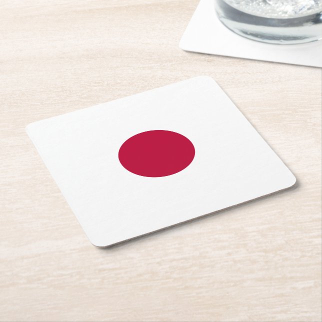 Japan Flag: Land of Rising Sun, Hinomaru, Nisshōki Square Paper Coaster (Angled)