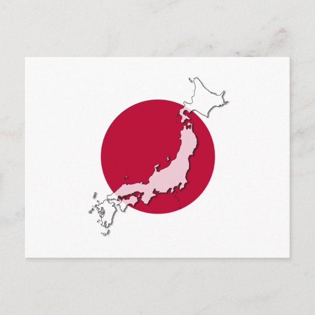 Japan flag map postcard rising sun (Front)