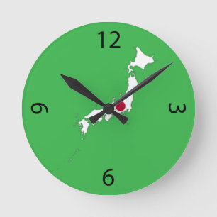 Japan flag on the map round clock