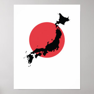 Japan flag outline poster
