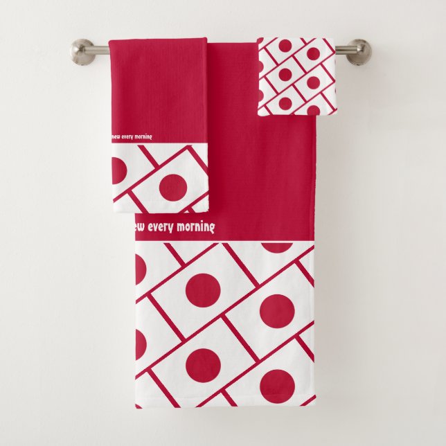 JAPAN FLAG Personalised Scripture RED JAPANESE Bath Towel Set (Insitu)